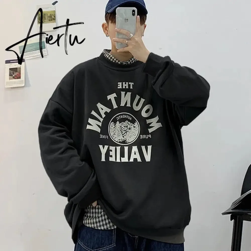 Aiertu Spring Men Casual Sweatshirts Harajuku 1997 Printed Men Oversized Hoodies  Korean Man Casual Loose Pullovers