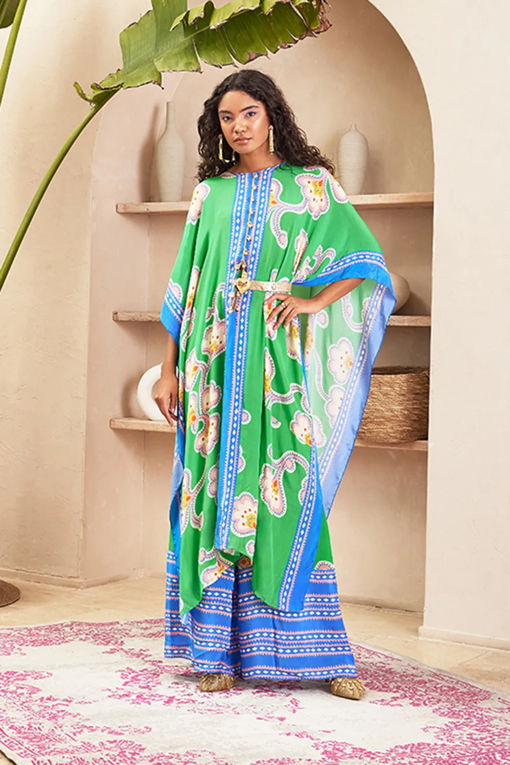 Aster Green Kaftan Top Set