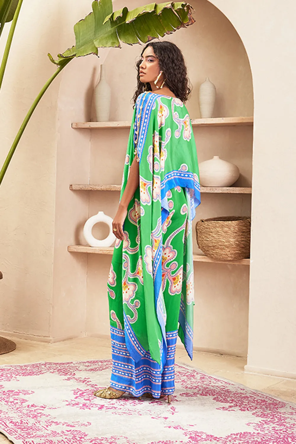 Aster Green Kaftan Top Set