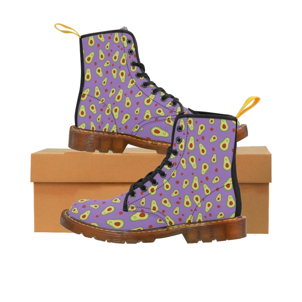 Avocado Women's Canvas Boots, Purple Winter Hiking Boots Shoes For Vegan Loving Ladies