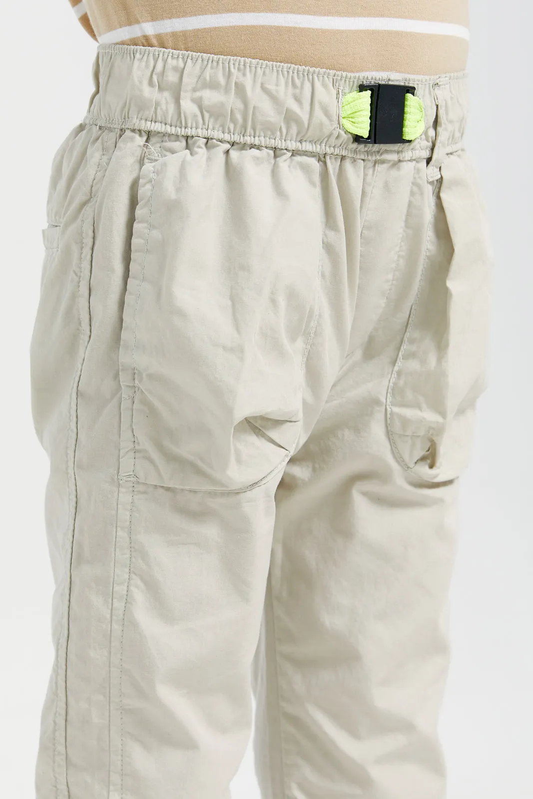 Boys Grey Pull-on Poplin Jogger With All Around Adjuster