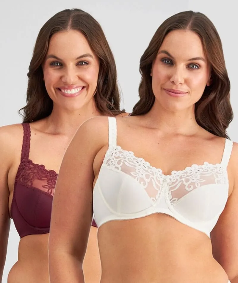 Fayreform Coral Underwire Bra - 2 Pack - Windsor Wine/Egret