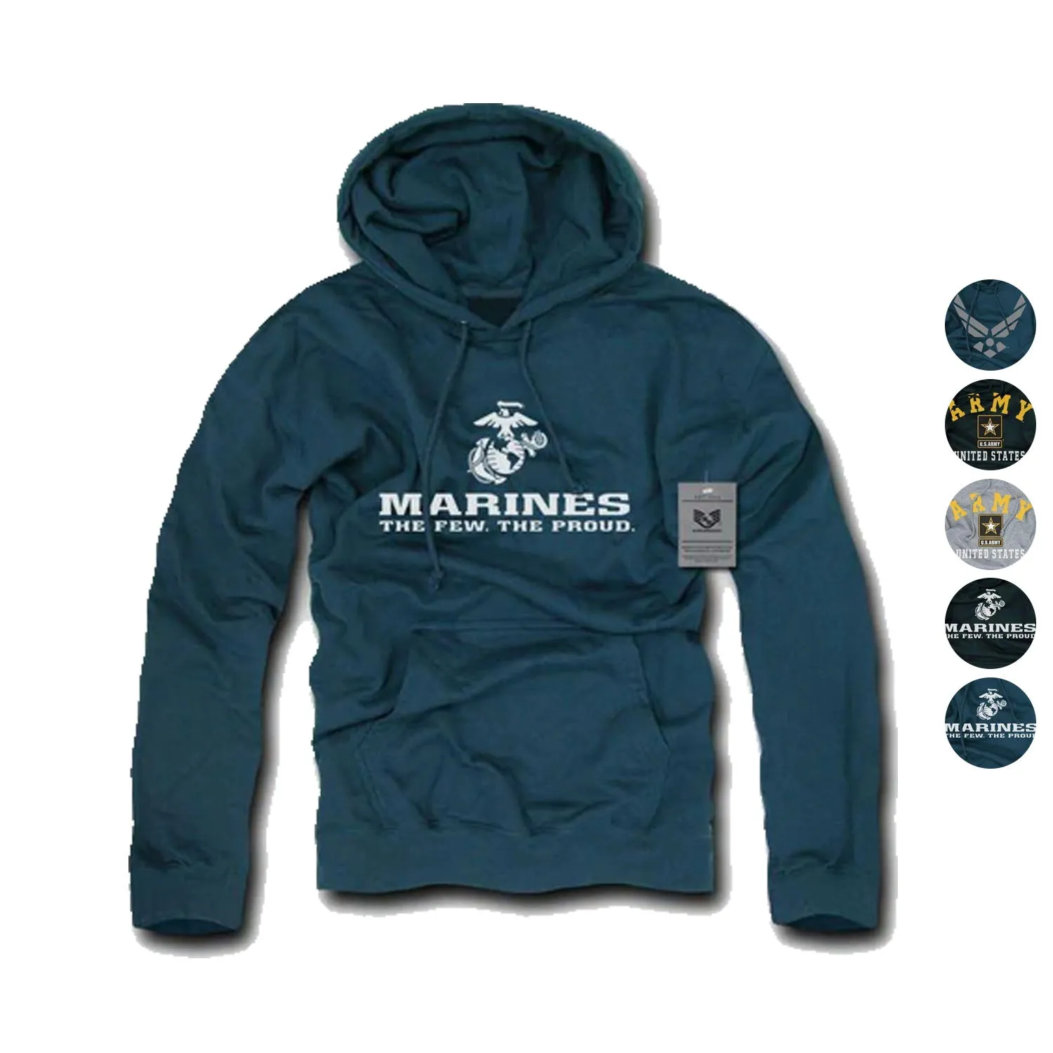 Fleece Pullover Hoodie Sweatshirt US Military Logo Air Force Army Marines