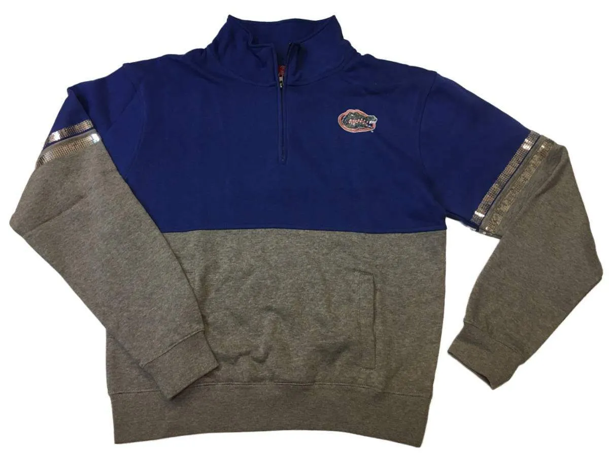 Florida Gators Colosseum WOMEN'S Gray & Blue 1/4 Zip Pullover Sweatshirt (M)