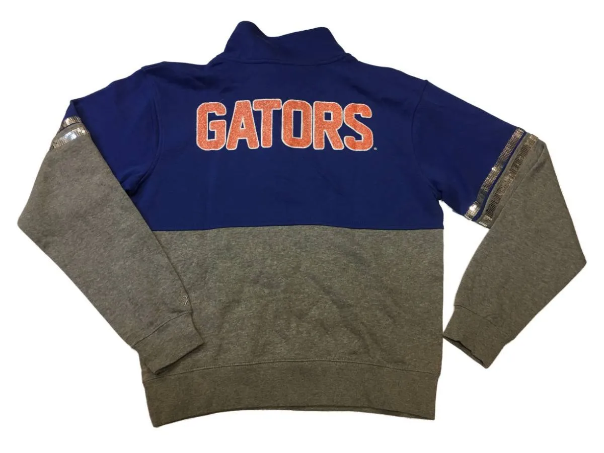 Florida Gators Colosseum WOMEN'S Gray & Blue 1/4 Zip Pullover Sweatshirt (M)