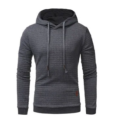 fo Square Pattern Quilted Classic  Men's  Casual Hoodies Men