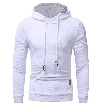 fo Square Pattern Quilted Classic  Men's  Casual Hoodies Men