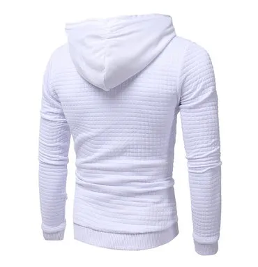 fo Square Pattern Quilted Classic  Men's  Casual Hoodies Men