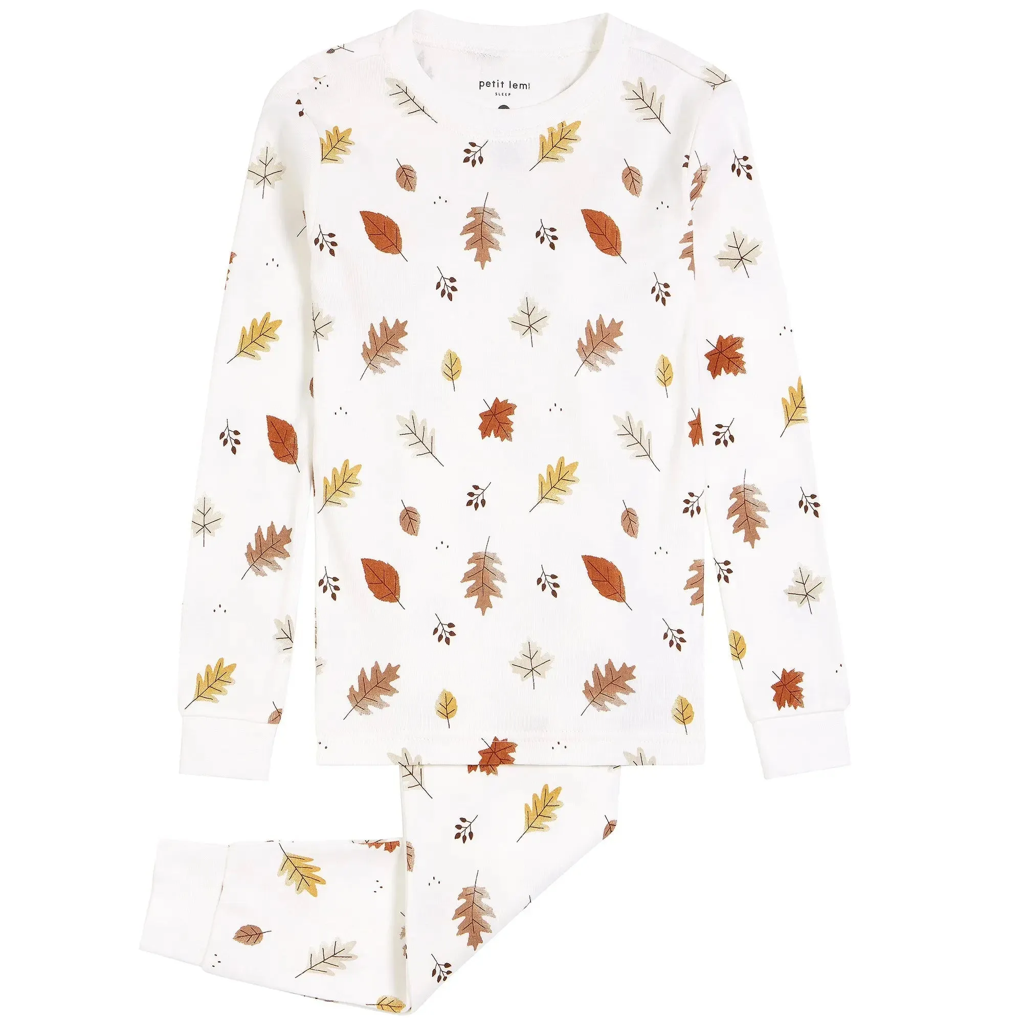 Foliage Print on Off-White Pyjama Set | Petit Lem