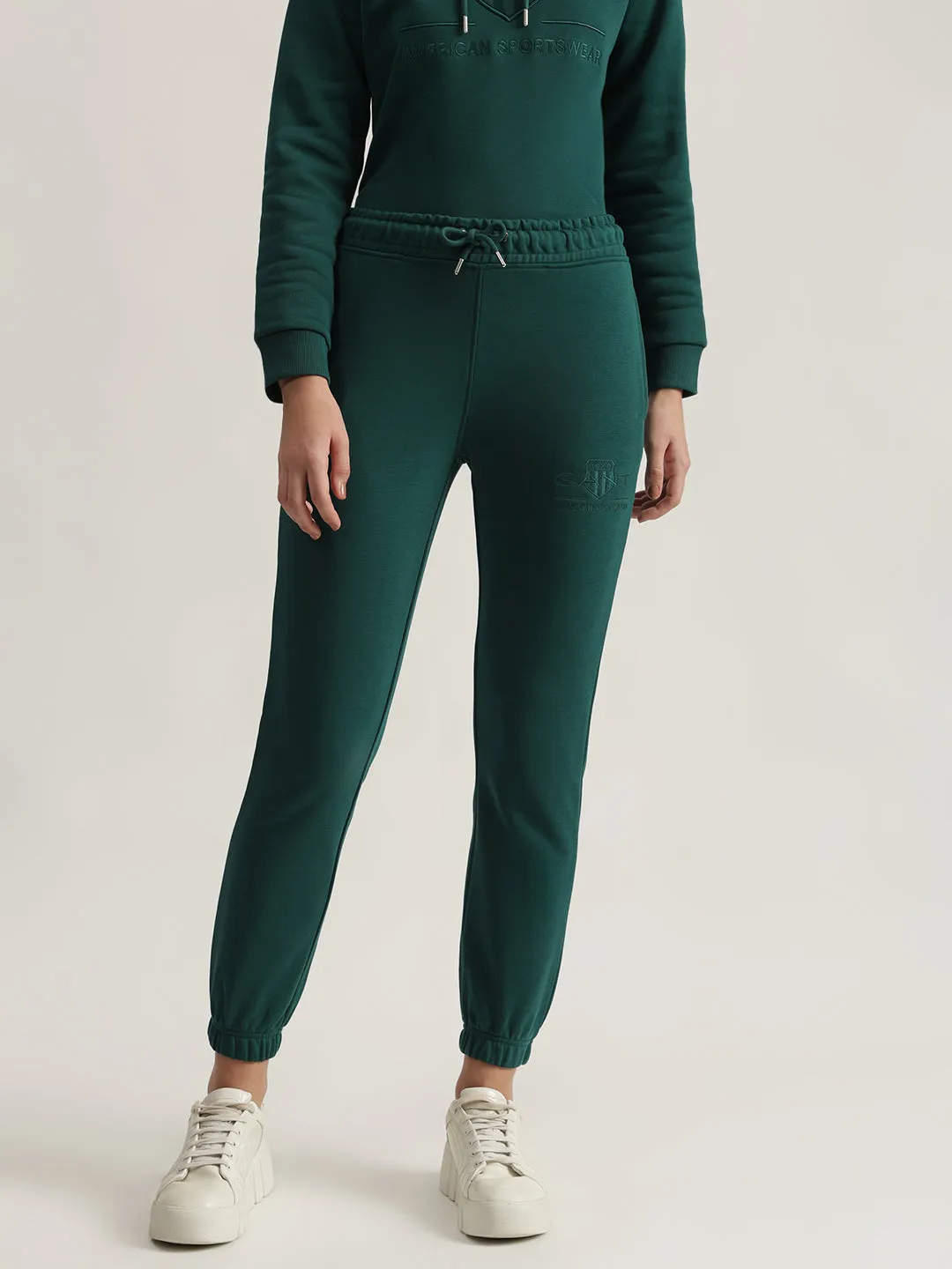 Gant Women Green Solid Jogger Fit Joggers Style Sweatpant