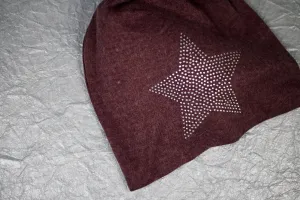 Glitz Star Jersey Beanie - Deep Red