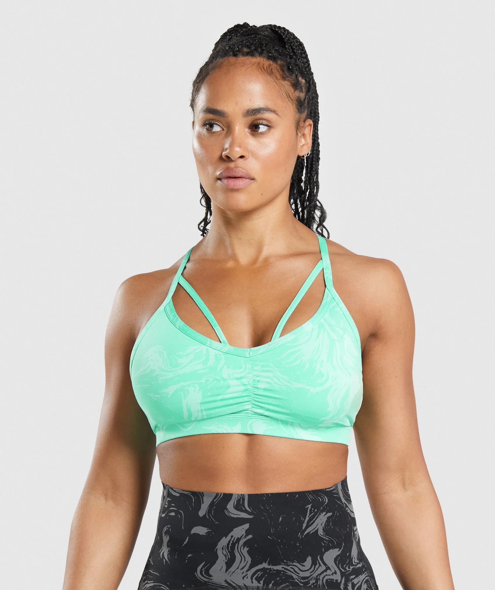 GS Power Sports Bra - Bright Turquoise Print