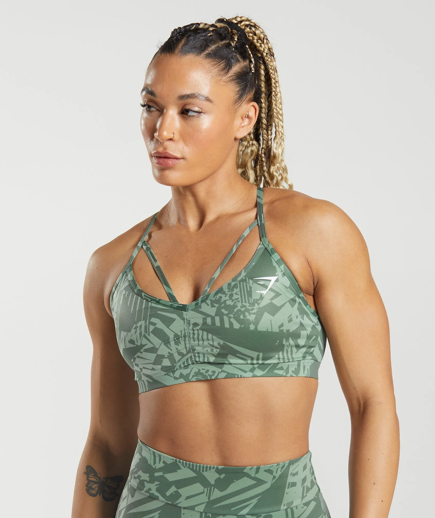 GS Power Sports Bra - Sage Green Print