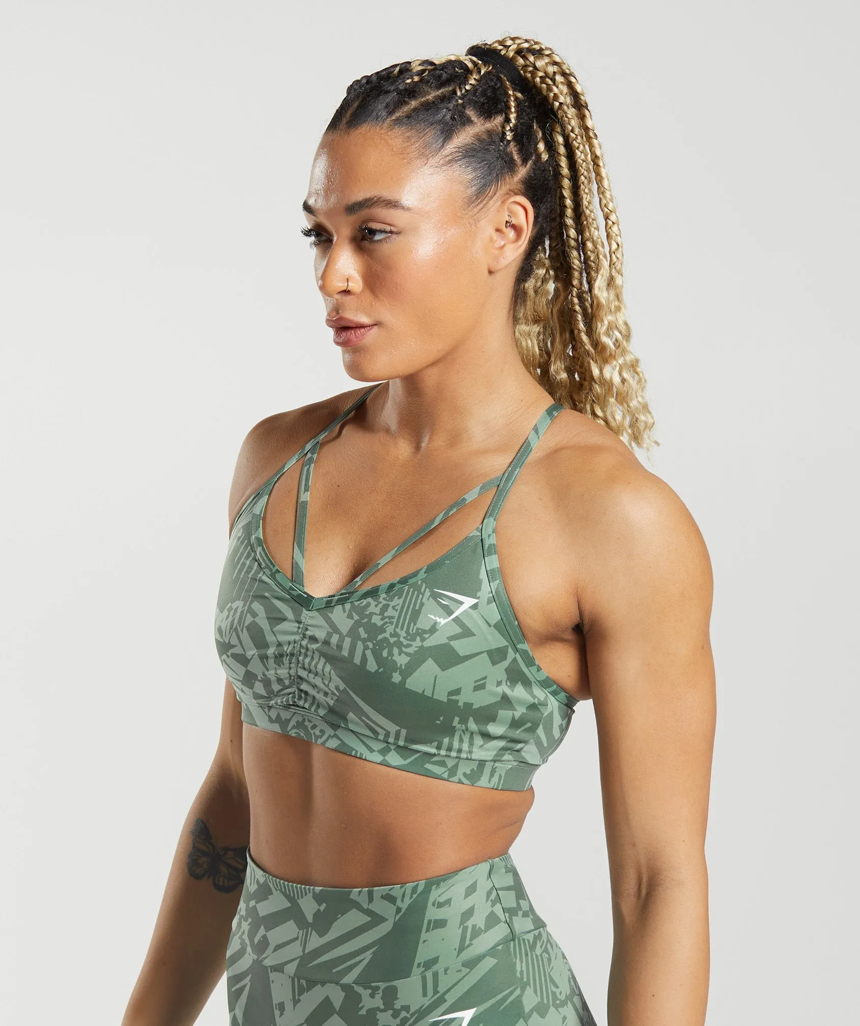 GS Power Sports Bra - Sage Green Print