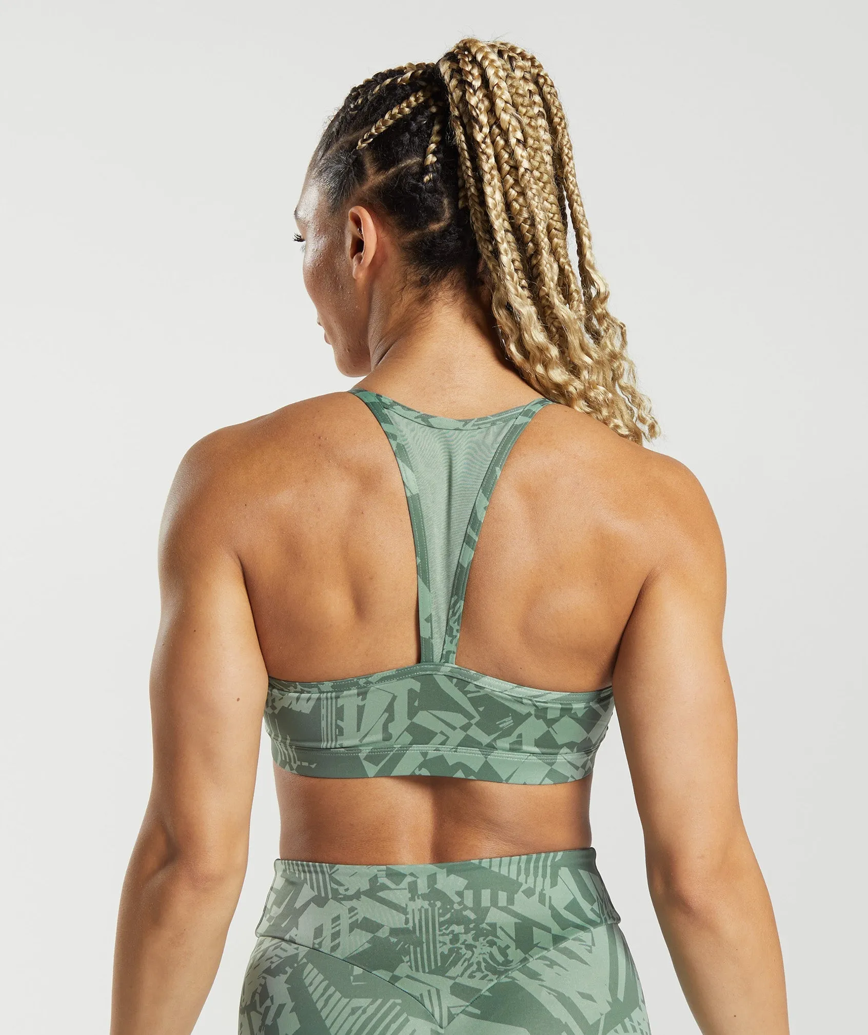 GS Power Sports Bra - Sage Green Print