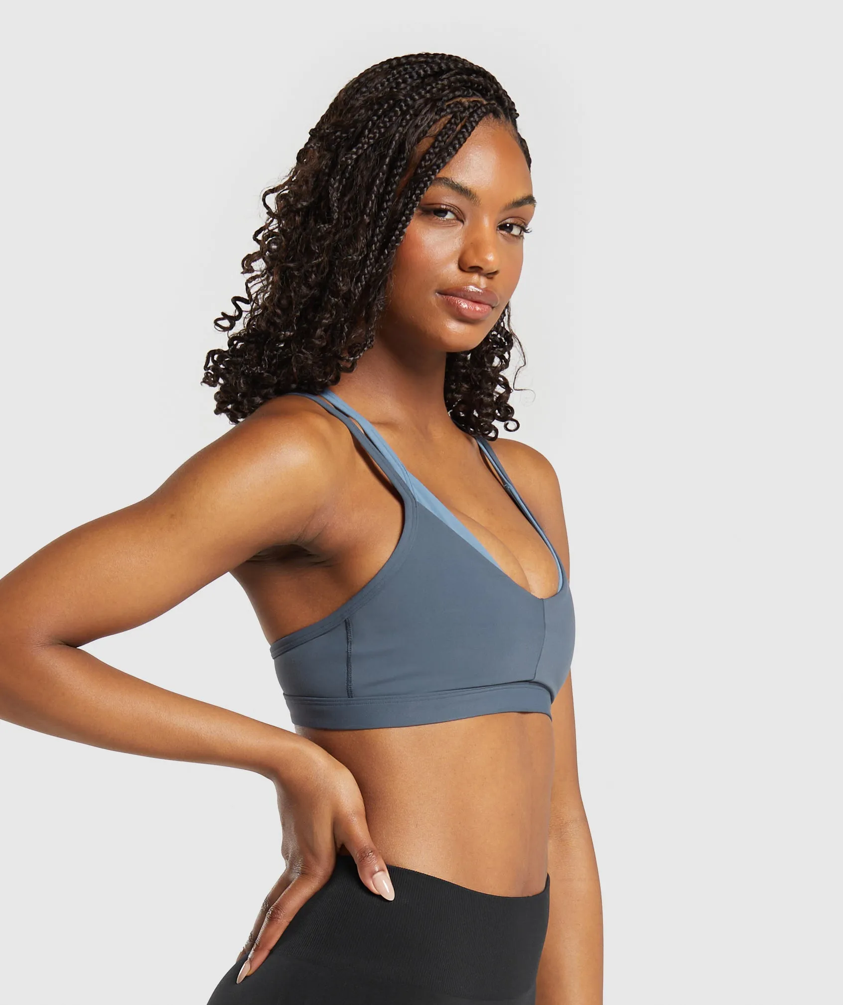 Gymshark Double Up Sports Bra - Titanium Blue/Faded Blue