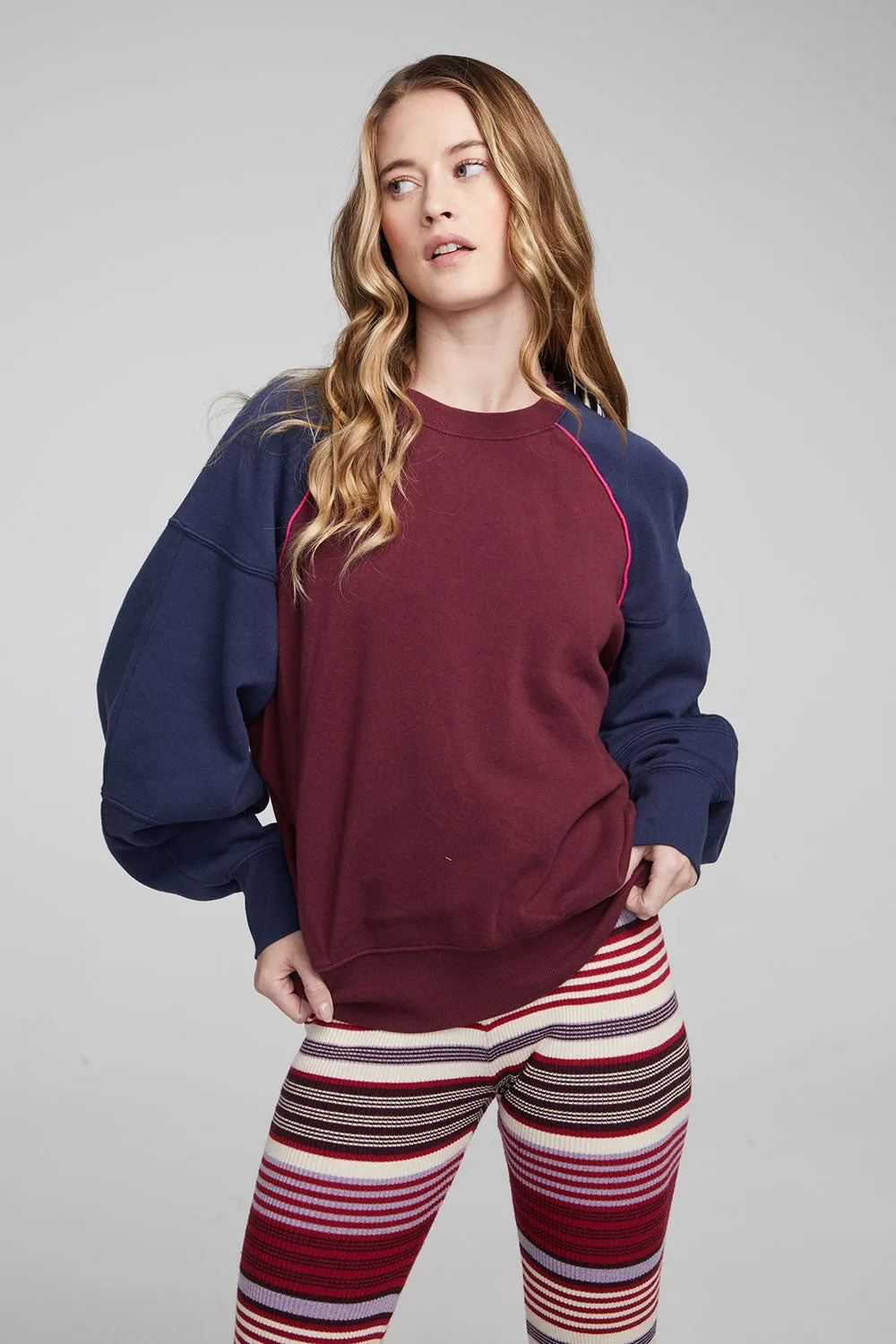 Harvard Wine Red and Mood Indigo Pullover