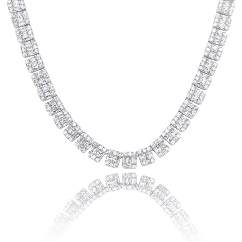 Invisible Baguette Tennis Chain in White Gold