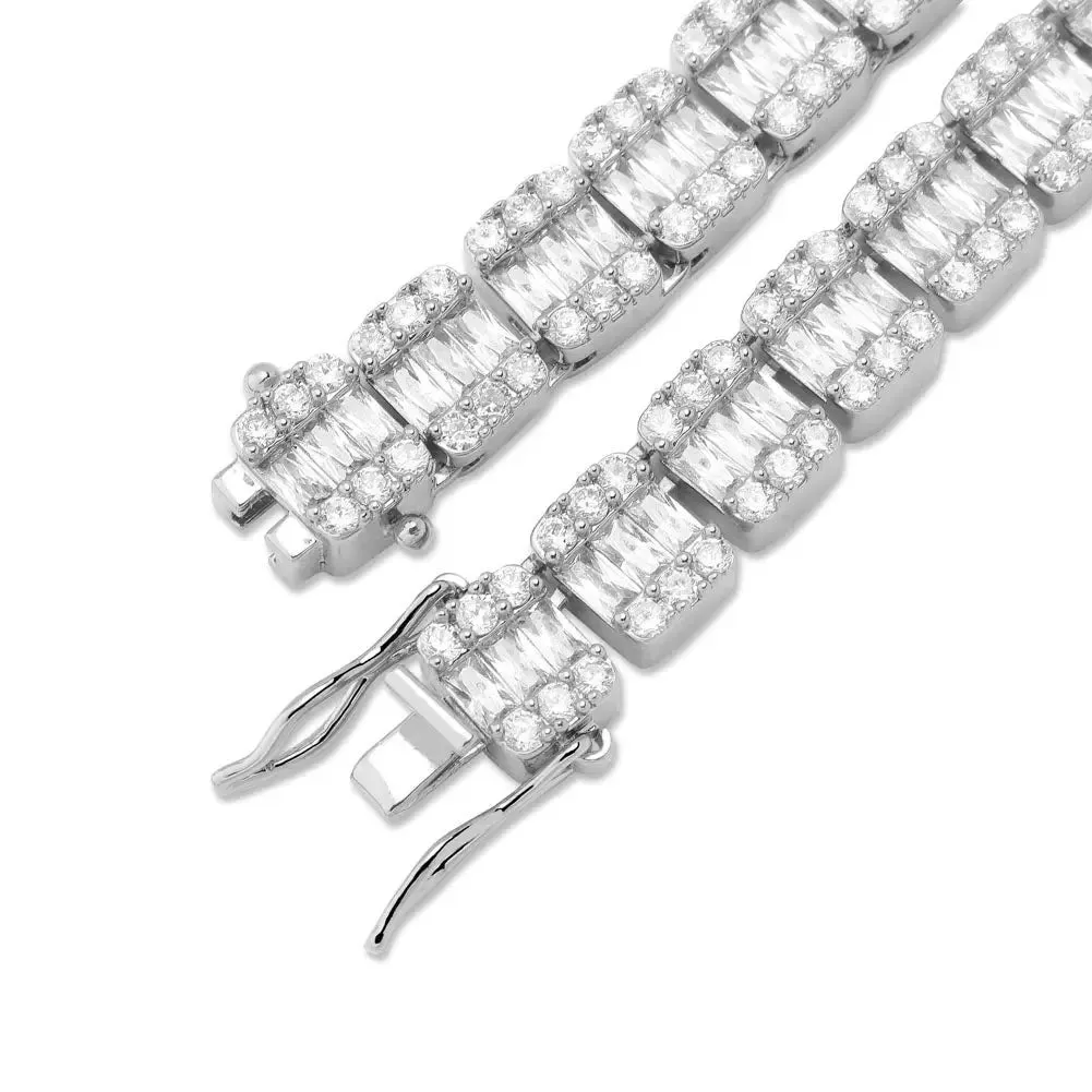 Invisible Baguette Tennis Chain in White Gold