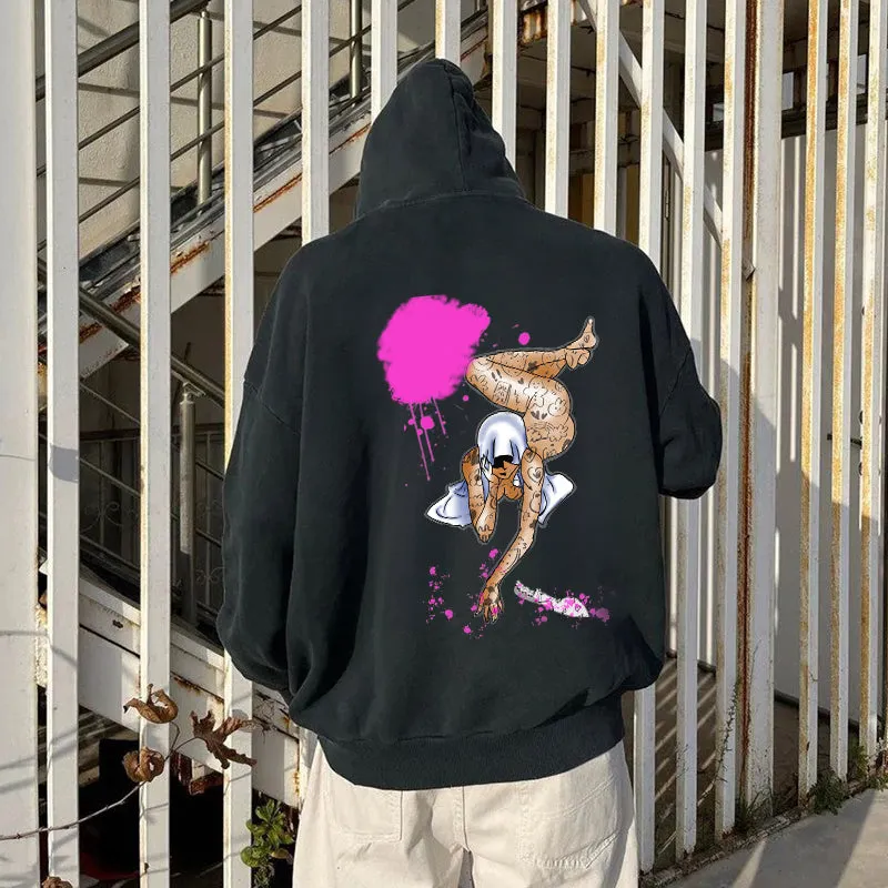 KNIFE GHOST Casual Graphic Print Hoodie