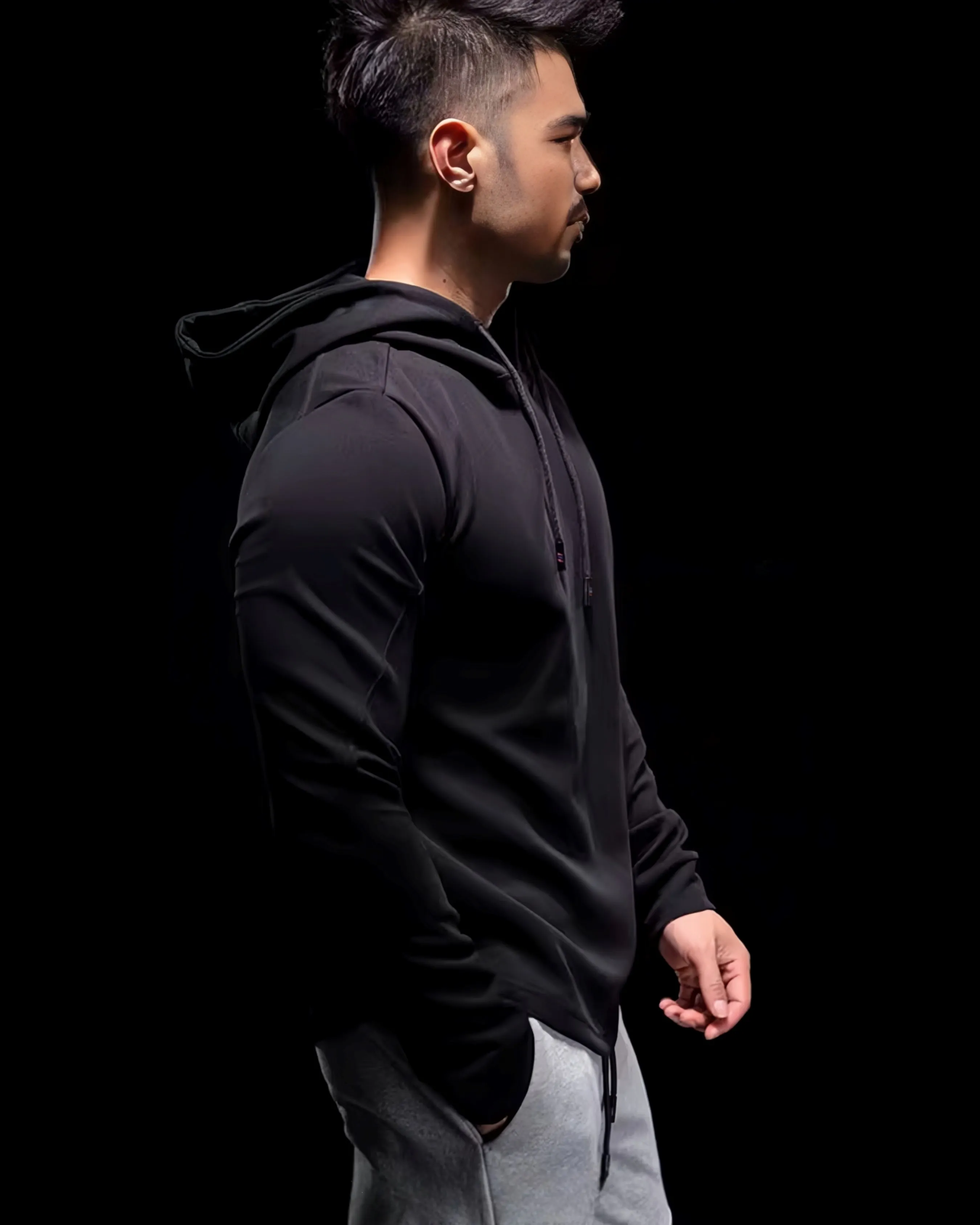 Kore Curve hem Hoodie Muscle fit Workout Heat Gear