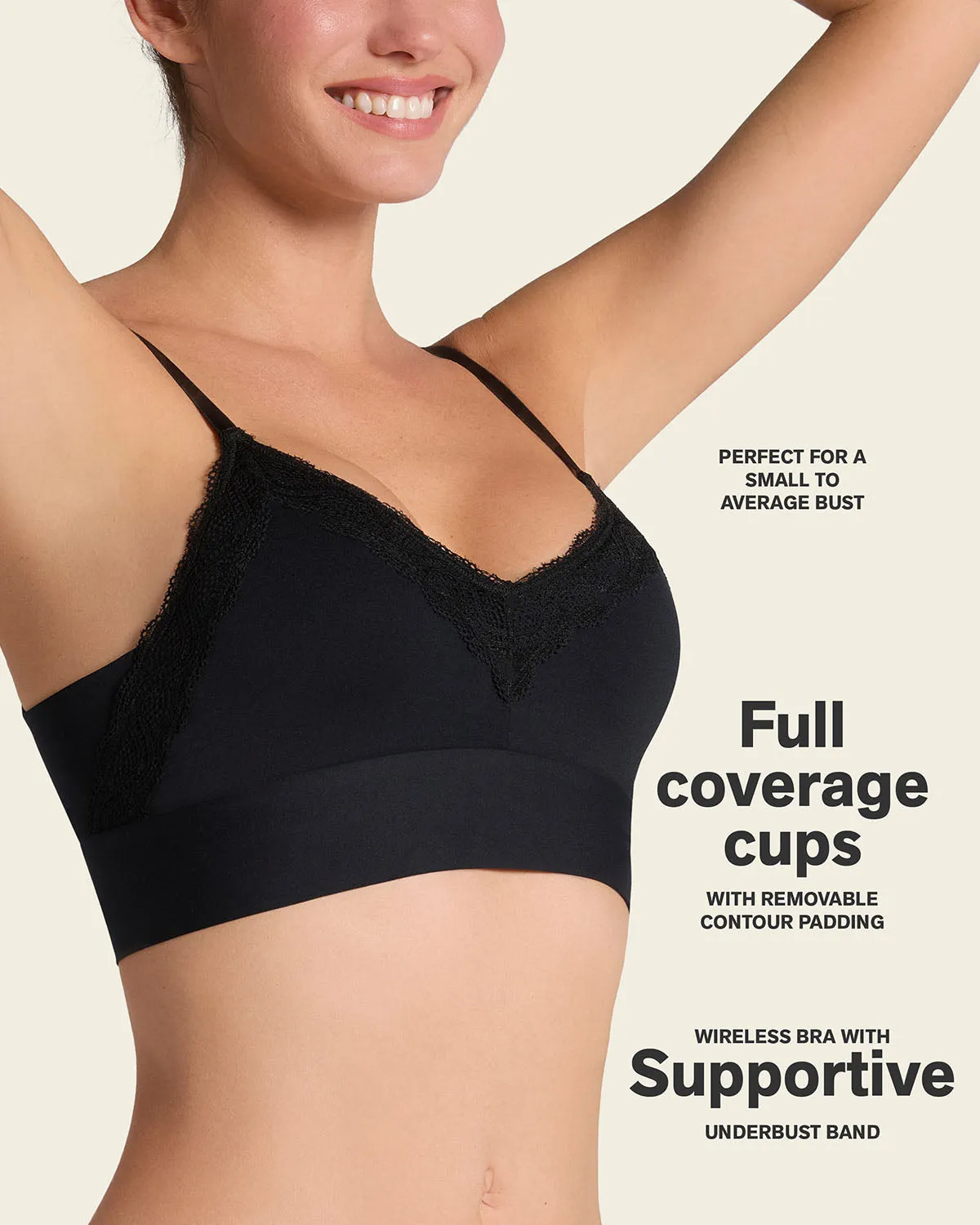 Lace Trim Soft Full Coverage Smoothing Wireless Daily Bra