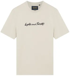 Lyle and Scott Mens Script Embroidery T Shirt Viaduct Dark Navy