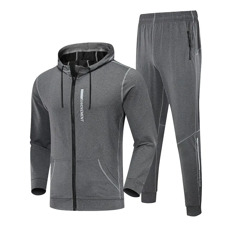 Men Leisure Sportswear Youngster Running Tracksuits Slim Sweatshirt Sweatpants Combination Set Outdoor Jogging Windproof Hoodies