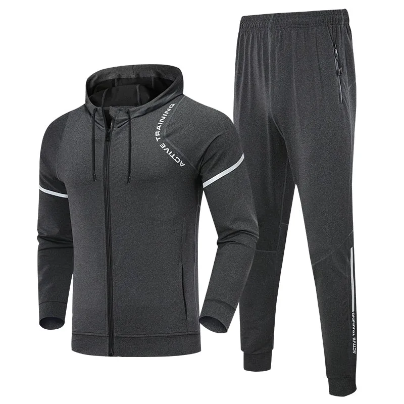 Men Leisure Sportswear Youngster Running Tracksuits Slim Sweatshirt Sweatpants Combination Set Outdoor Jogging Windproof Hoodies