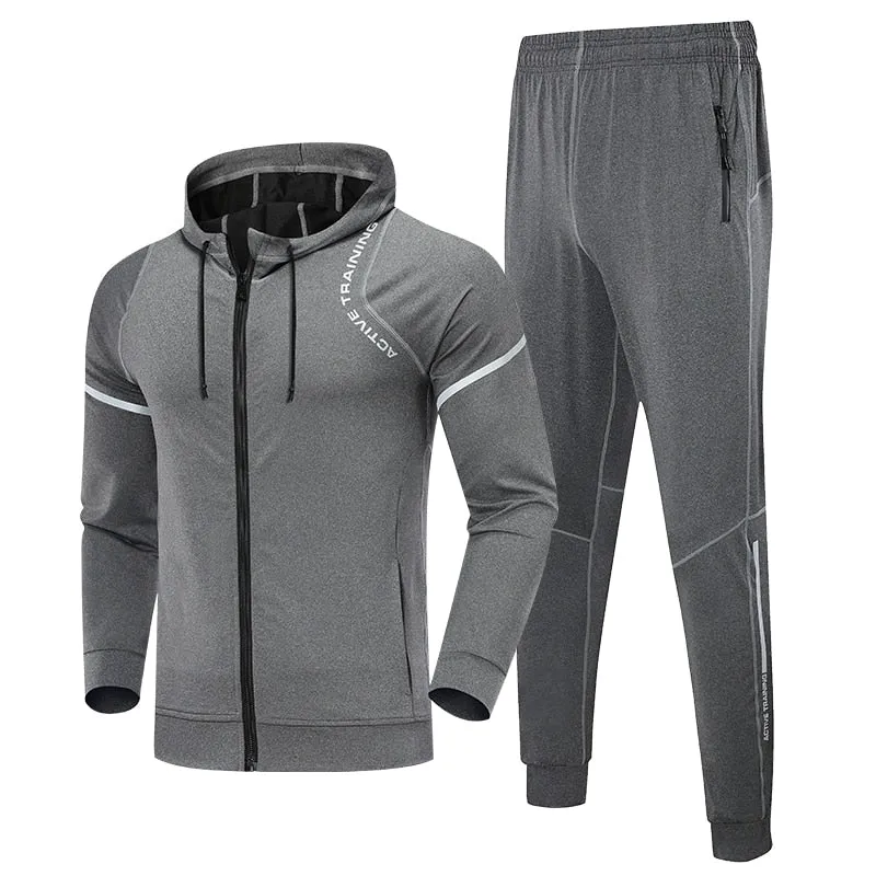 Men Leisure Sportswear Youngster Running Tracksuits Slim Sweatshirt Sweatpants Combination Set Outdoor Jogging Windproof Hoodies