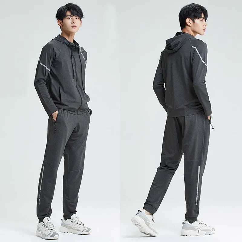 Men Leisure Sportswear Youngster Running Tracksuits Slim Sweatshirt Sweatpants Combination Set Outdoor Jogging Windproof Hoodies