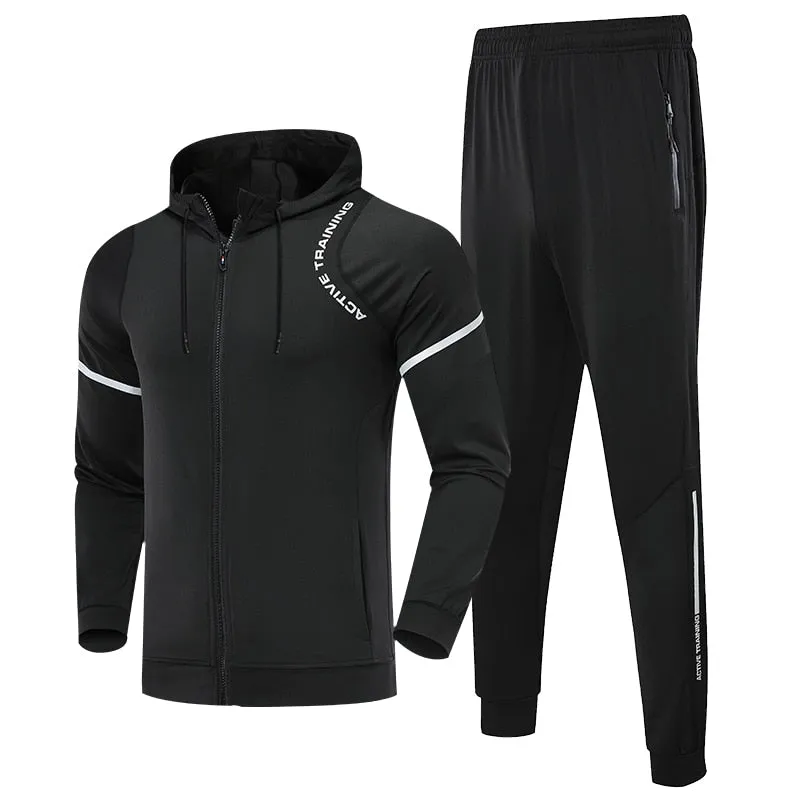 Men Leisure Sportswear Youngster Running Tracksuits Slim Sweatshirt Sweatpants Combination Set Outdoor Jogging Windproof Hoodies