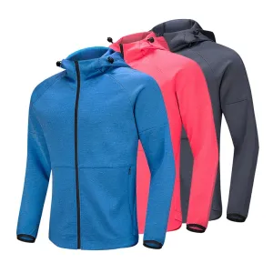 Men Running Hoodies Fitness Sport Jacket Gym Male Sportwear Workout Coat Jogging Hooded Zipper Shirt Outdoor Sweatshirt Keepwarm