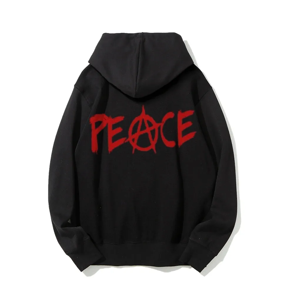 Mens Anarchy Peace Graphic Hoodies