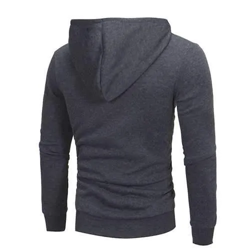 Men's Diagonal Zipper Hoodies Drawstring Casual Sweatshirt