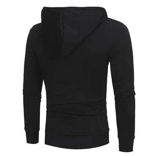 Men's Diagonal Zipper Hoodies Drawstring Casual Sweatshirt