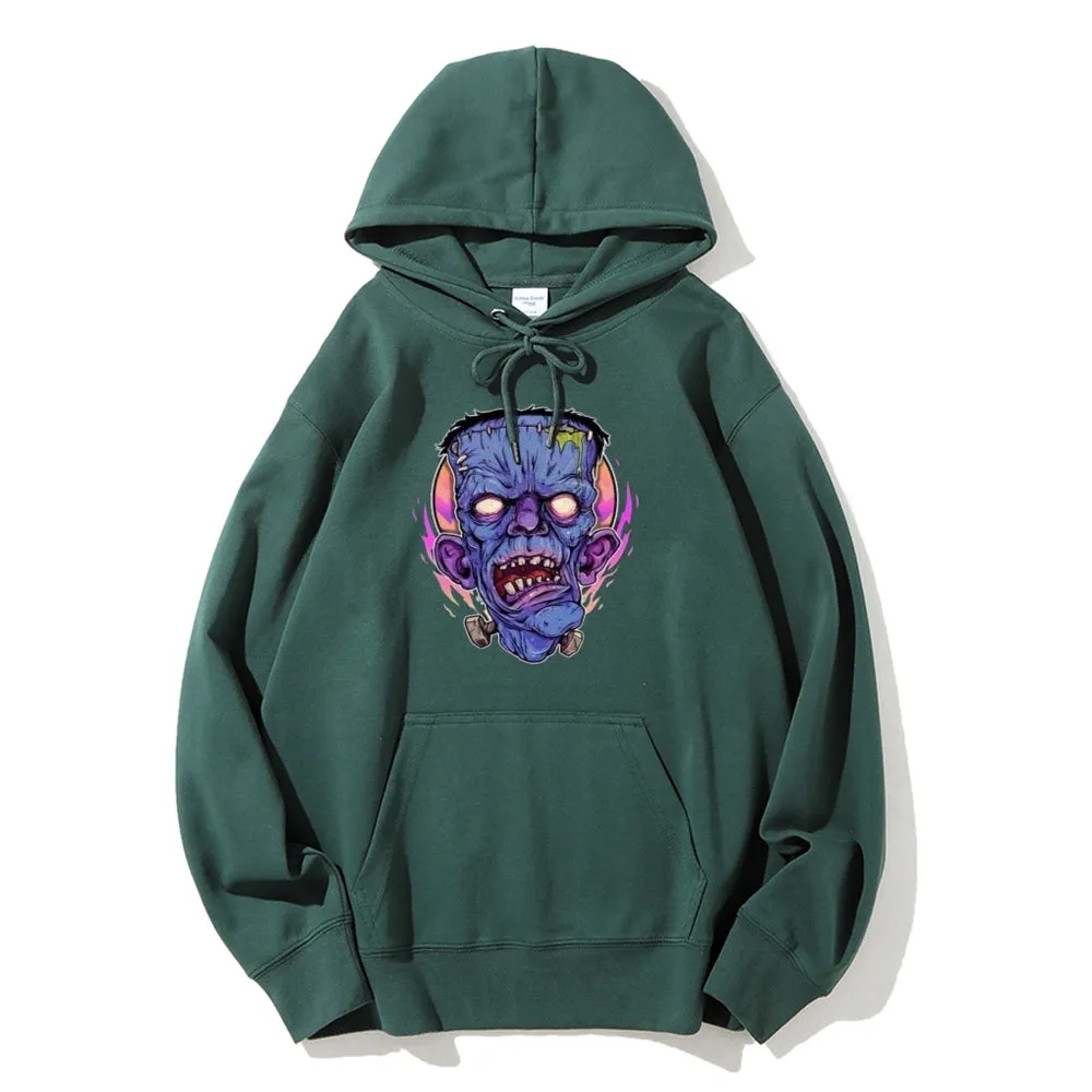 Mens Halloween Zombie Heads Graphic Hoodies