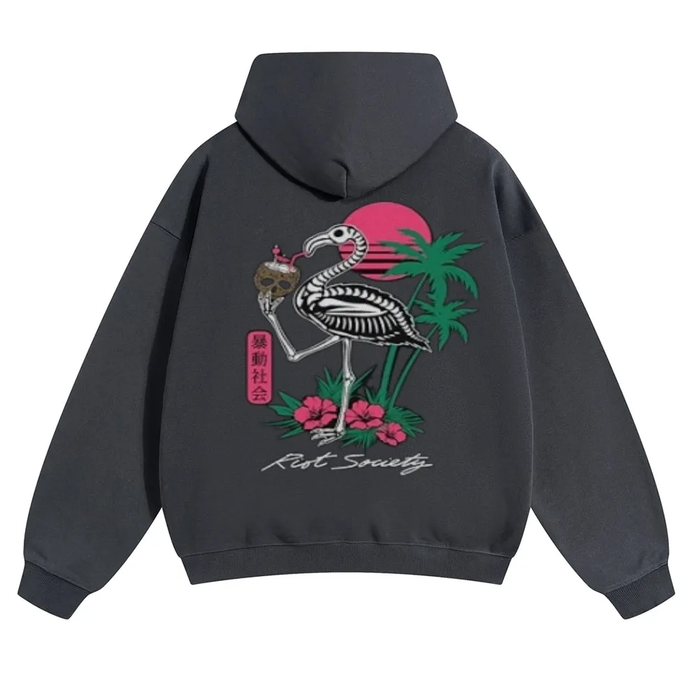 Mens Vintage Skeleton Crane Hoodies