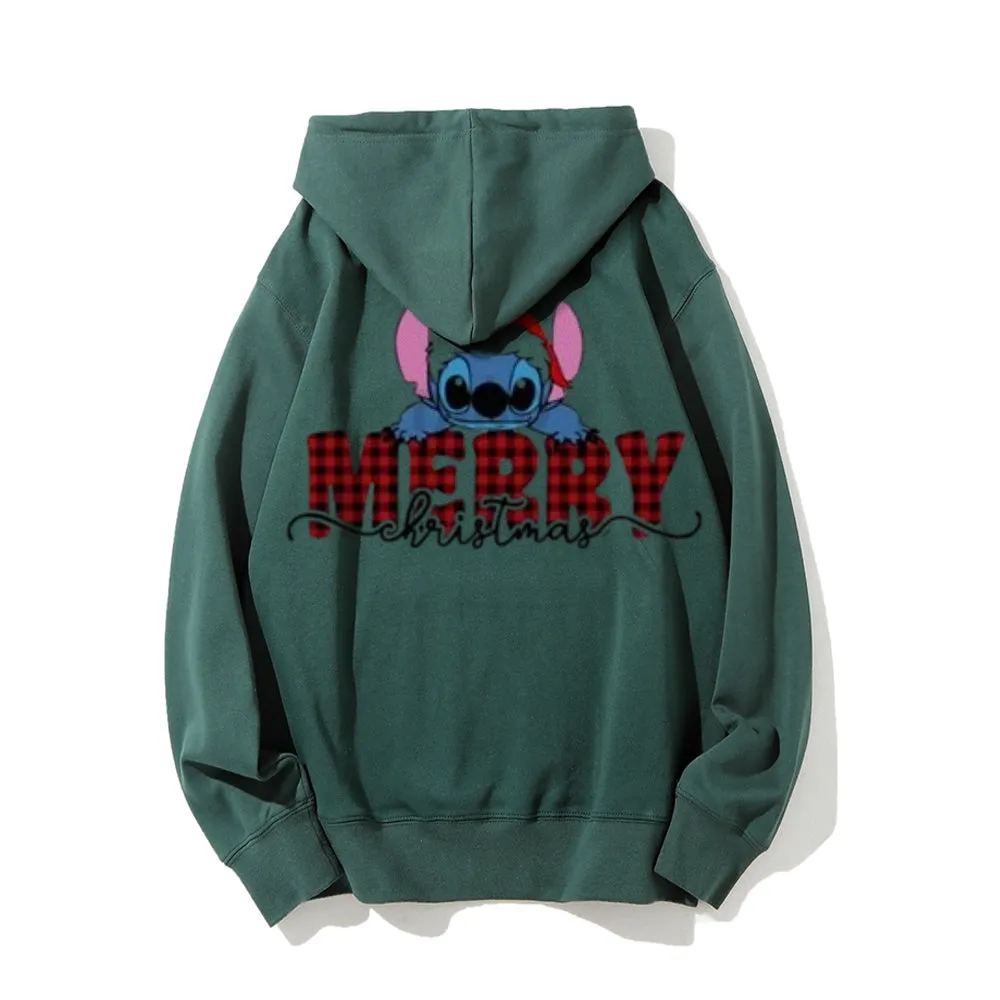 Merry Christmas Festival Graphic Pullover With Kangaroo Pocket Hoodies