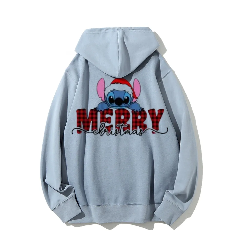 Merry Christmas Festival Graphic Pullover With Kangaroo Pocket Hoodies