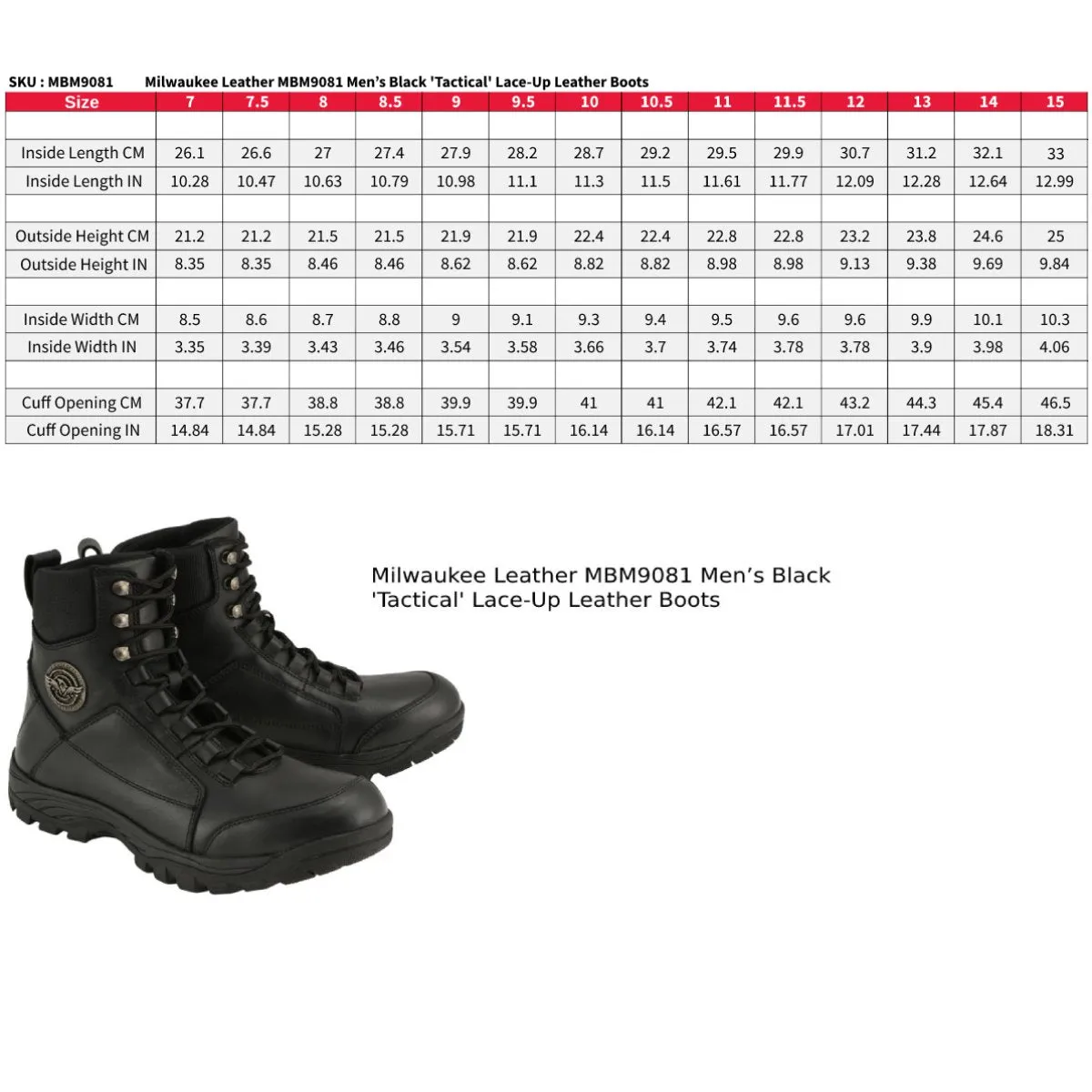 Milwaukee Leather MBM9081 Men’s Black Leather Swat Style-Tactical