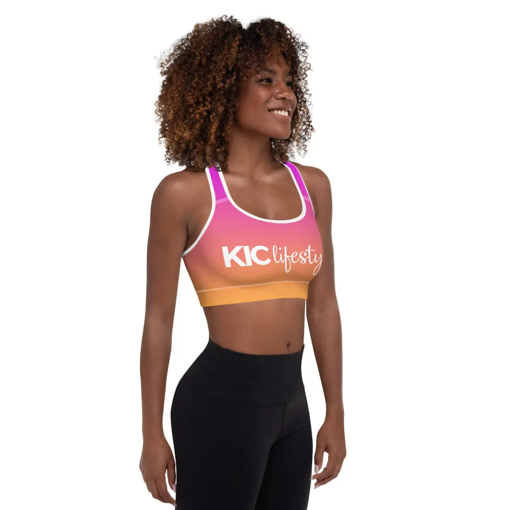 Ombre Sports Bra in Pink and Yellow