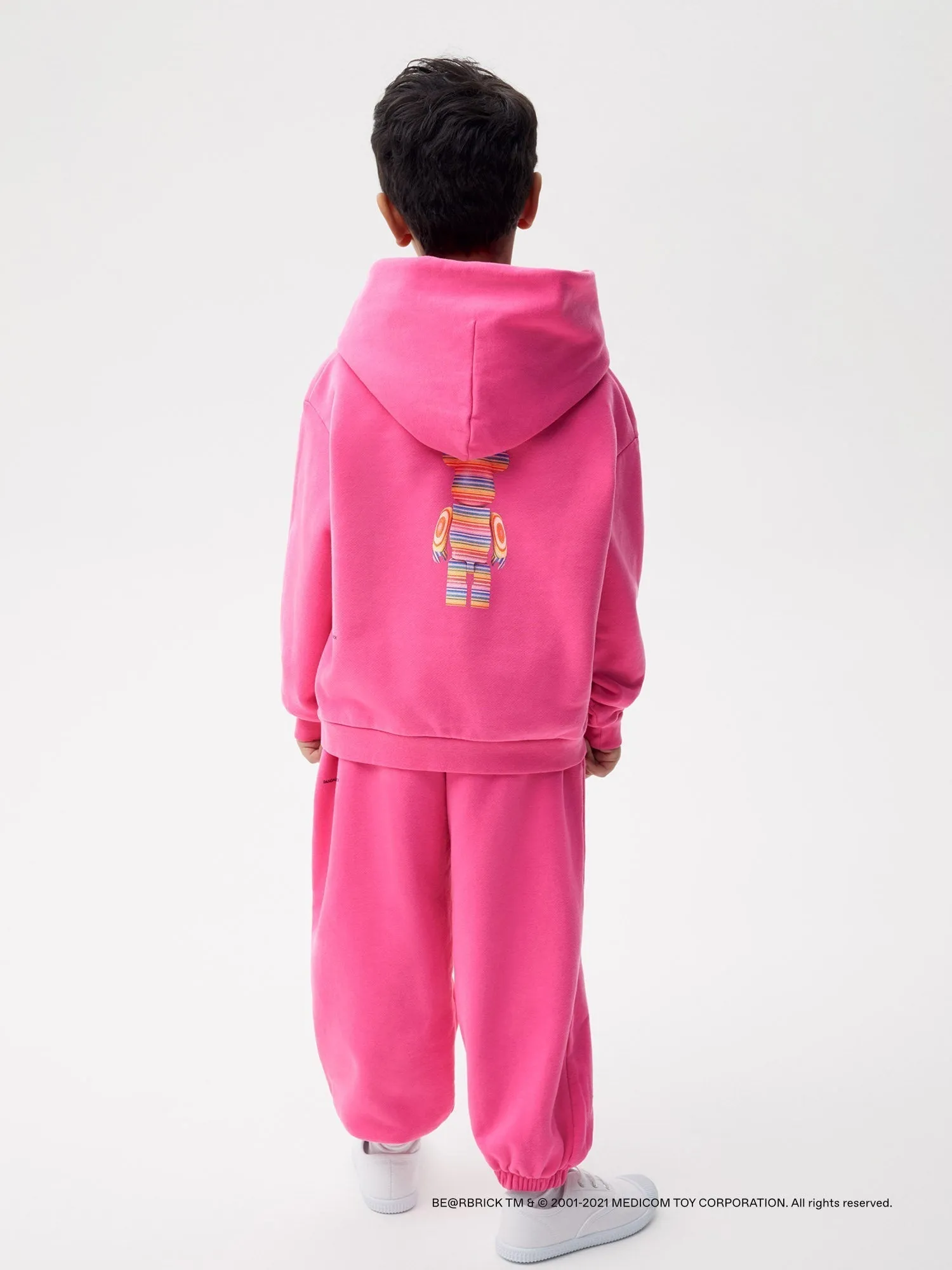 Pangaia x Haroshi BE@RBRICK™ Kids Hoodie—flamingo pink