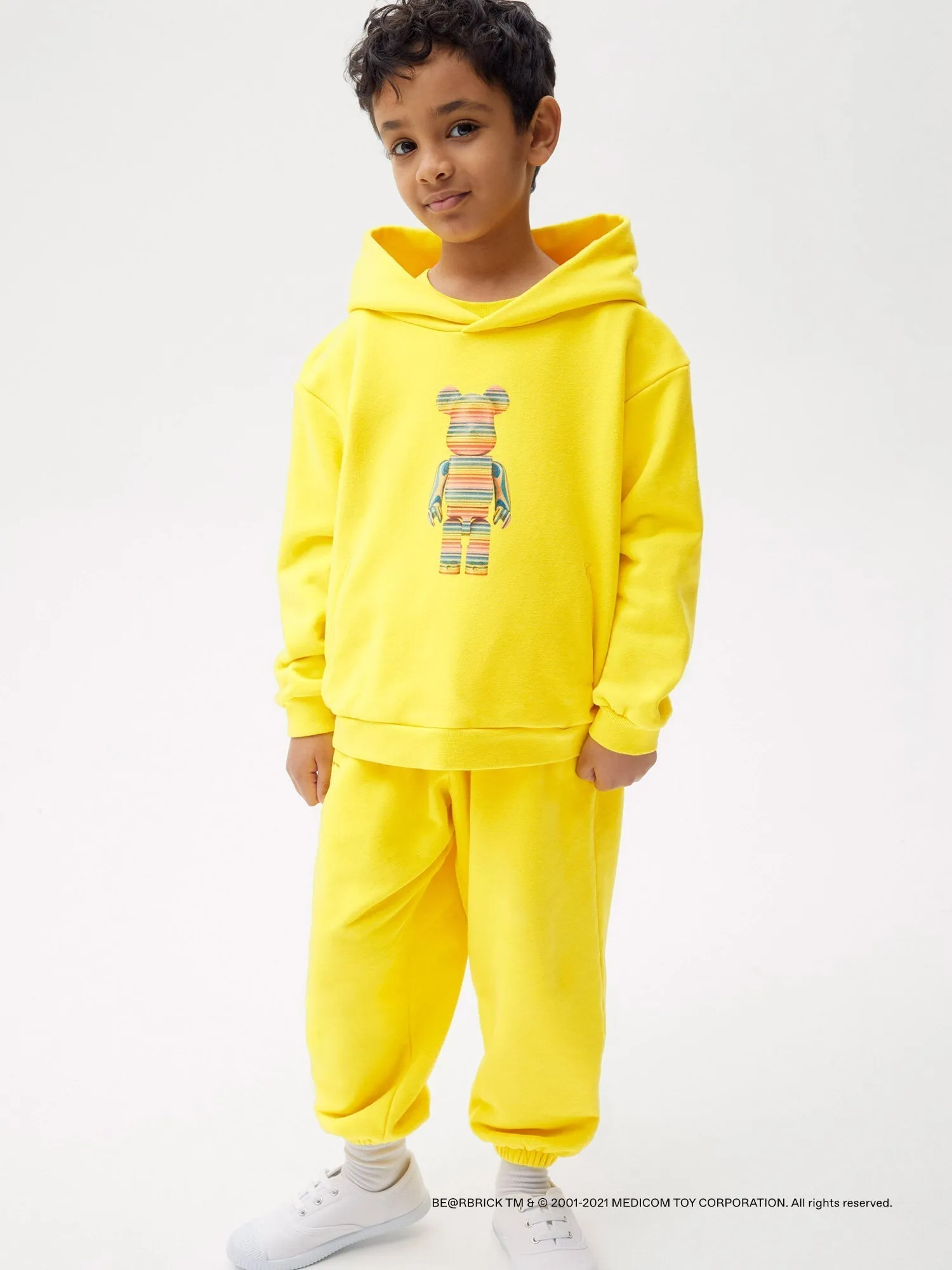 Pangaia x Haroshi BE@RBRICK™ Kids Hoodie—saffron yellow