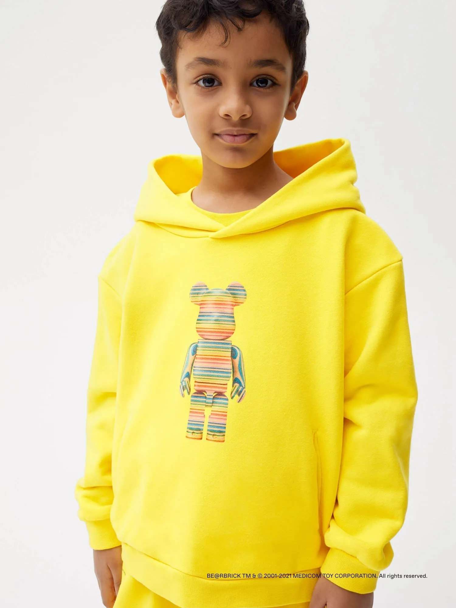 Pangaia x Haroshi BE@RBRICK™ Kids Hoodie—saffron yellow