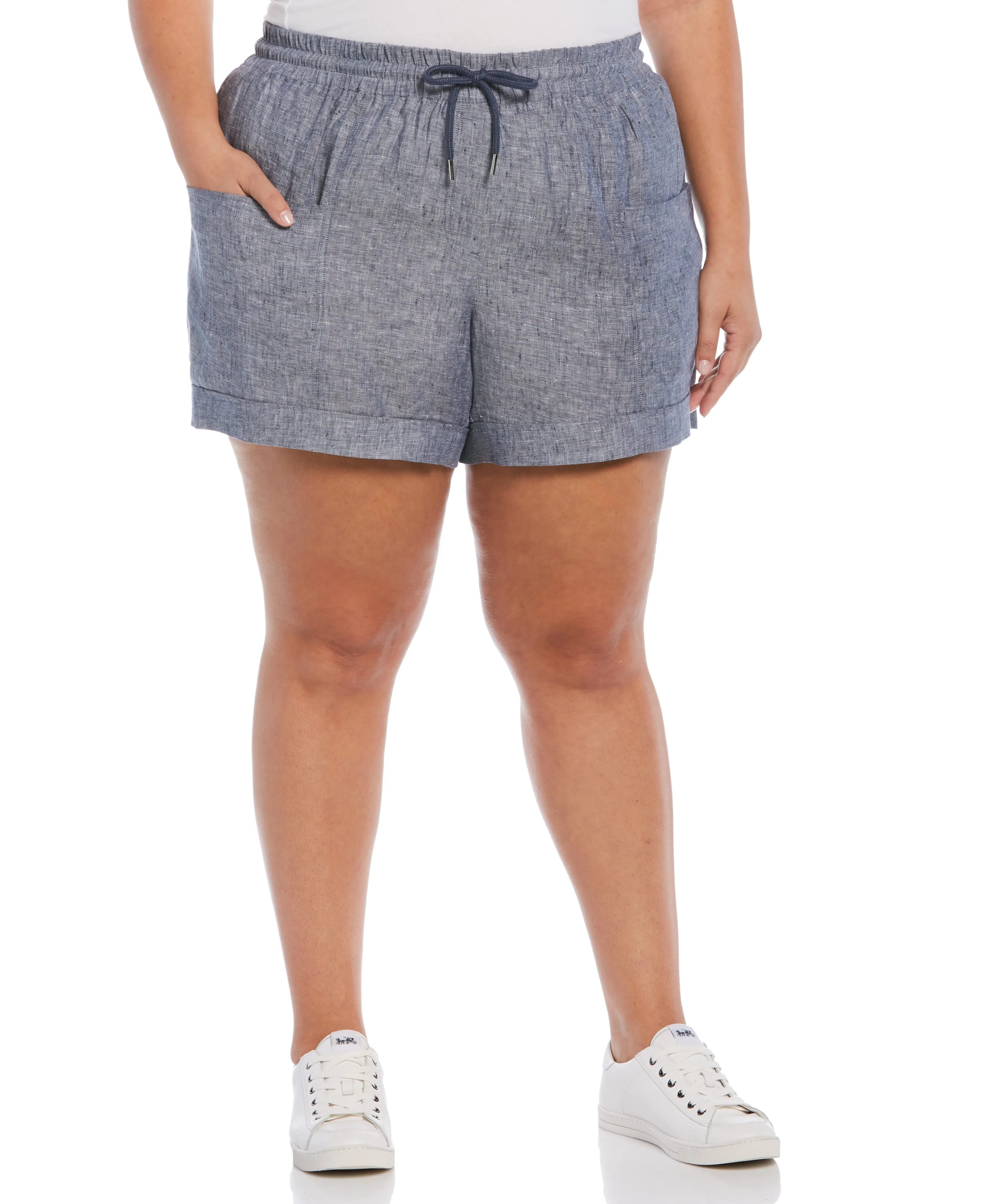 Plus Size Modern Fit Seamed Linen Short