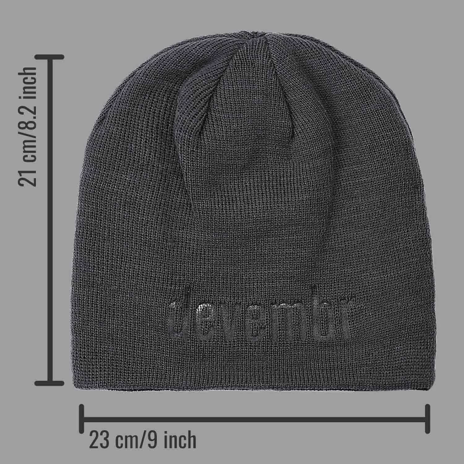 Reversible Beanie Hat (Black and Grey, Short Brim)