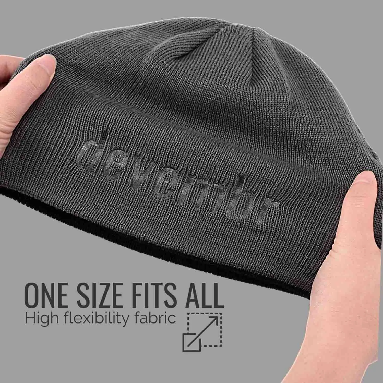 Reversible Beanie Hat (Black and Grey, Short Brim)