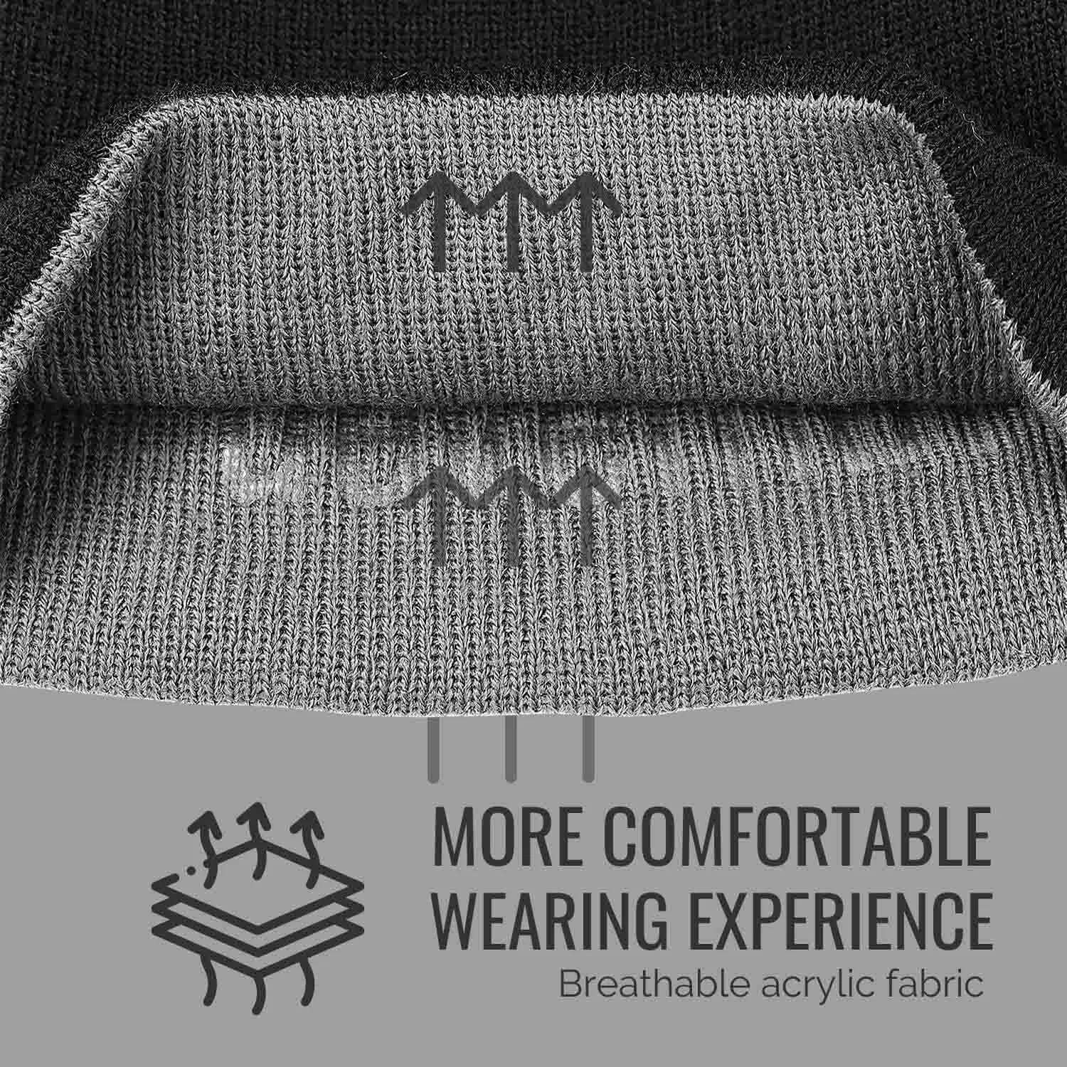 Reversible Beanie Hat (Black and Grey, Short Brim)