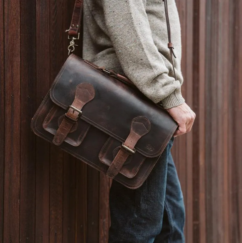 Roosevelt Leather Briefcase | Dark Oak